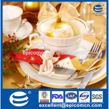 Regalo de la decoración del oro de la alta calidad nuevo té de la Navidad de China de hueso fijado